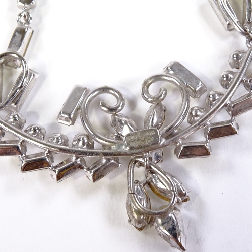 590 - A Vintage Carl-Art sterling silver and stone set demi parure, comprising collar necklace and pair of... 