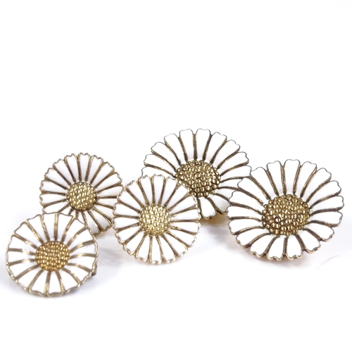 594 - Various Danish vermeil sterling silver and white enamel daisy jewellery, comprising an Anton Michels... 