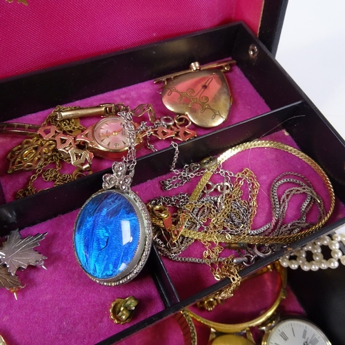 608 - Various Victorian and later jewellery, including 9ct gold Rotary watch, silver nurse's buckle, pocke... 