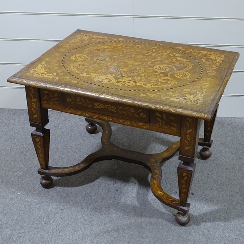 301 - An 18th century walnut and Dutch marquetry rectangular centre table, with allover elaborate exotic b... 