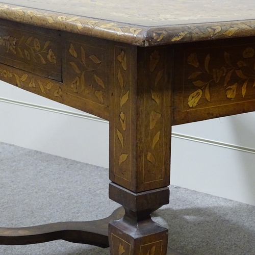 301 - An 18th century walnut and Dutch marquetry rectangular centre table, with allover elaborate exotic b... 