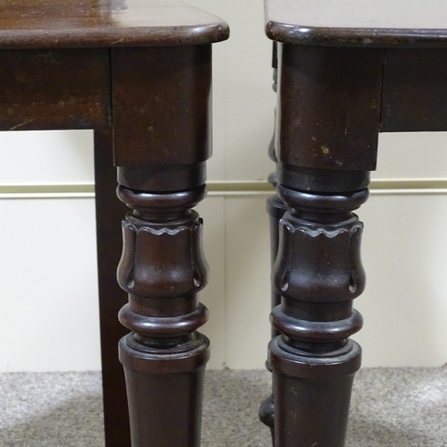 315 - A pair of Victorian mahogany hall chairs with shield-shaped backs