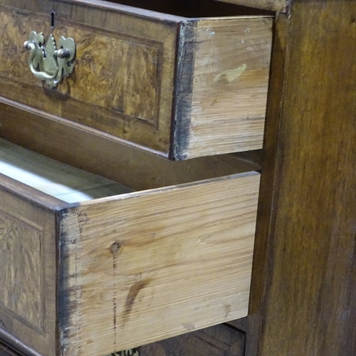 322 - A 19th century burr-walnut chest of 2 long and 2 short drawers, with feather-banded inlay, width 3'6... 