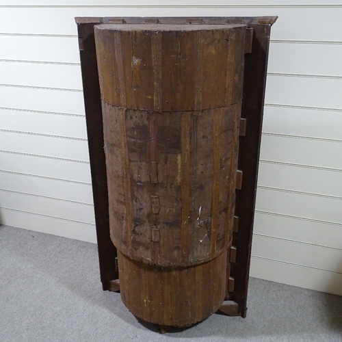 326 - An 18th century floor standing panelled oak corner cupboard, with fluted corners