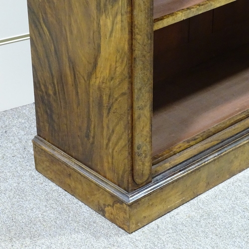 327 - A 19th century burr-walnut open bookcase, with ormolu gallery and mounts, width 3'6