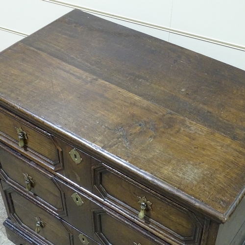 331 - An 18th century oak chest of 3 long drawers, with moulded fielded drawer fronts, width 2'10