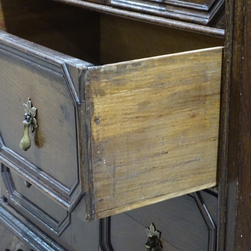 331 - An 18th century oak chest of 3 long drawers, with moulded fielded drawer fronts, width 2'10