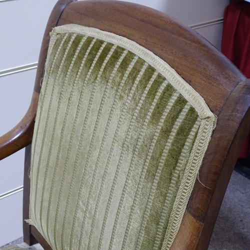 340 - A pair of 19th century French Empire style mahogany elbow chairs