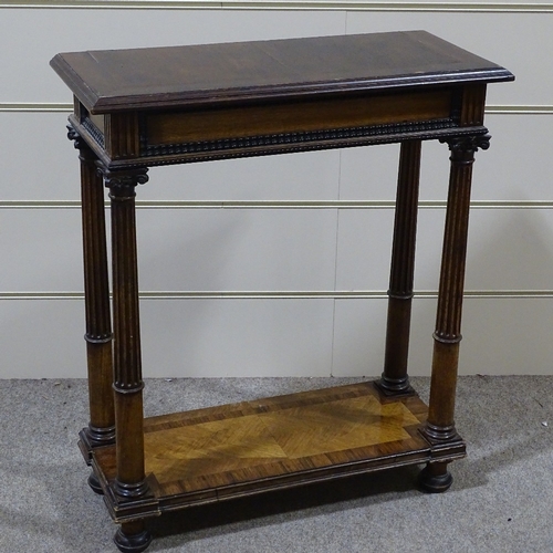 341 - A 19th century mahogany console table with fluted Corinthian column supports, 27