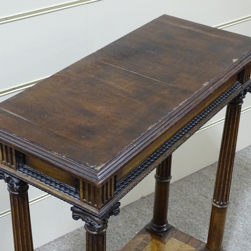 341 - A 19th century mahogany console table with fluted Corinthian column supports, 27