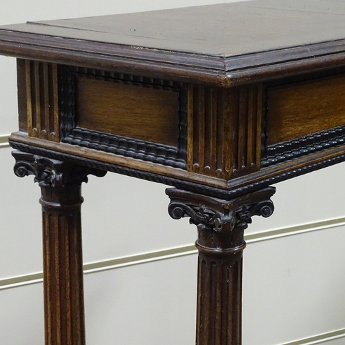 341 - A 19th century mahogany console table with fluted Corinthian column supports, 27