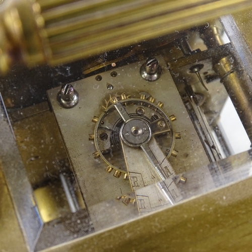 435 - A French brass-cased carriage clock, with repeat movement striking on a gong, case height 14.5cm