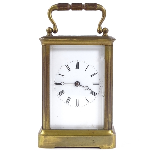 437 - French brass-cased carriage clock, with 8-day movement, case height 12cm