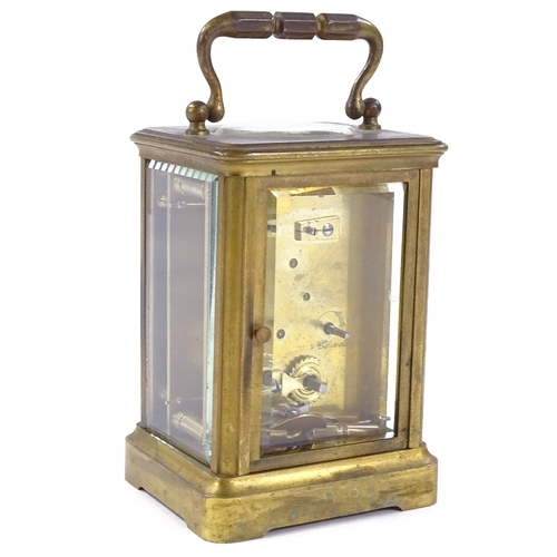 437 - French brass-cased carriage clock, with 8-day movement, case height 12cm