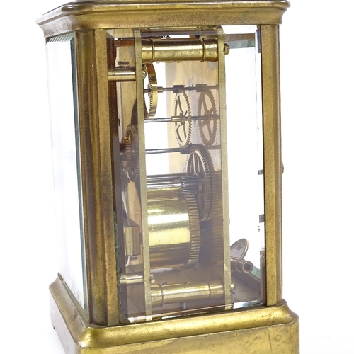 437 - French brass-cased carriage clock, with 8-day movement, case height 12cm