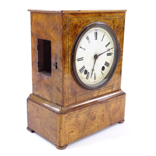 438 - A Victorian pollard oak-cased 8-day mantel clock, by Winterhalder and Hofmeier, with inlaid brass st... 