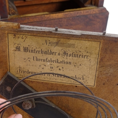 438 - A Victorian pollard oak-cased 8-day mantel clock, by Winterhalder and Hofmeier, with inlaid brass st... 