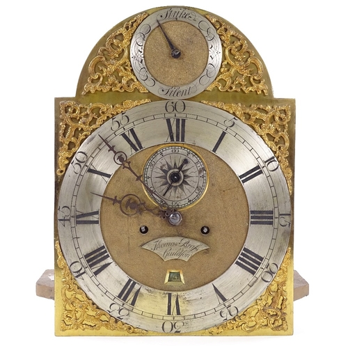 440 - A 19th century 8-day oak longcase clock, with brass dial signed Thomas Brass of Guildford, the 30cm ... 