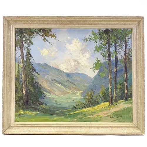 1230 - Gerard Wiegman (Dutch 1875 - 1964), oil on canvas, mountain landscape, signed, 16