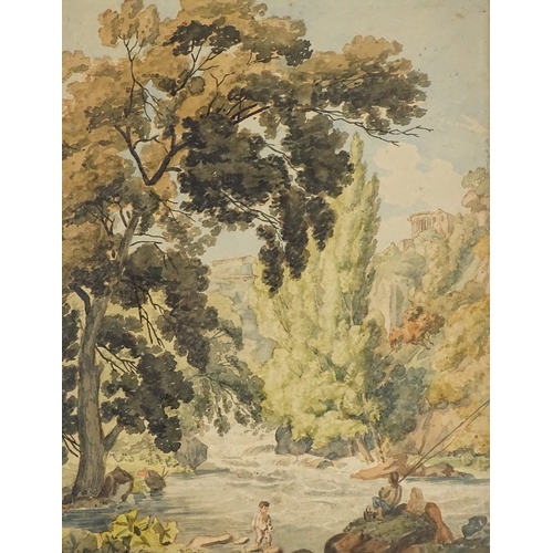 1232 - John Glover (1767 - 1849), watercolour, children playing, unsigned, 10.5