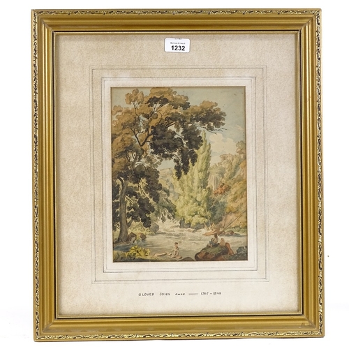 1232 - John Glover (1767 - 1849), watercolour, children playing, unsigned, 10.5