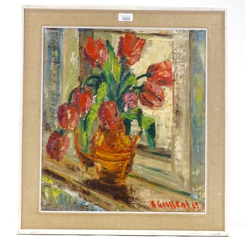 1233 - A Goossens (Belgian), oil on canvas, still life, signed and dated 1967, 20