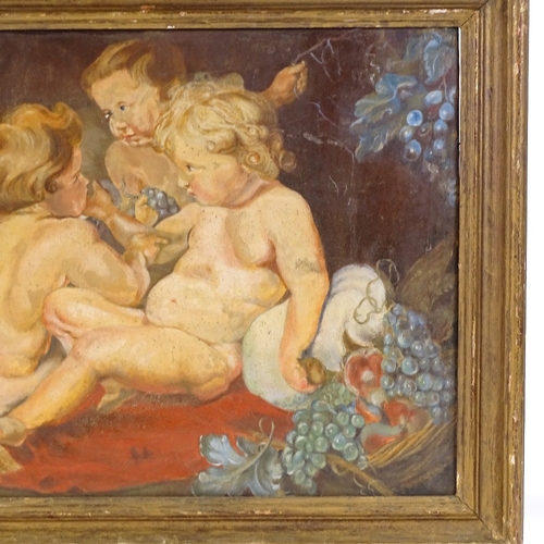 1234 - Early 20th century French School, oil on board, cherubs, unsigned, 13