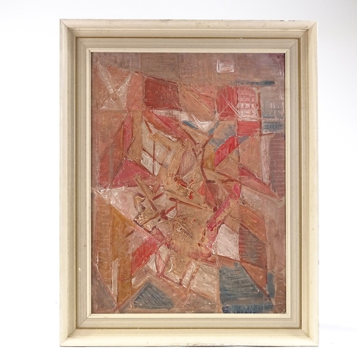 1237 - Maurice Mann, oil on board, abstract geometric, signed, 24