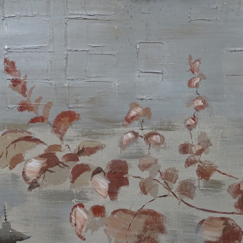 1238 - Mid-20th century Chinese School, oil on canvas, butterflies in a landscape, signed, 36