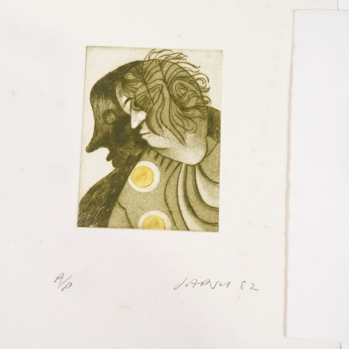 1241 - Roland Jarvis, 2 small etchings, erotic and surrealist compositions, signed in pencil, 1982, sheet s... 