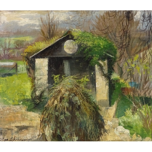 1243 - Olga Lehmann (1912 - 2001), oil on canvas, farm buildings, signed, 20