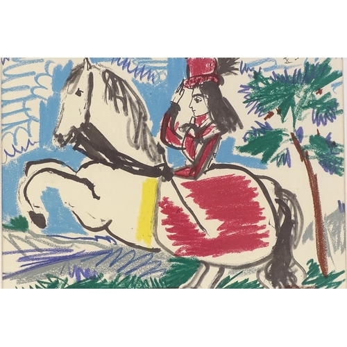 1245 - Pablo Picasso, colour lithograph, woman on horseback, 10