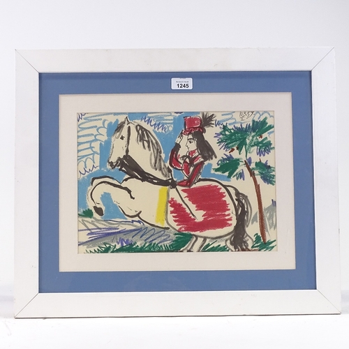 1245 - Pablo Picasso, colour lithograph, woman on horseback, 10