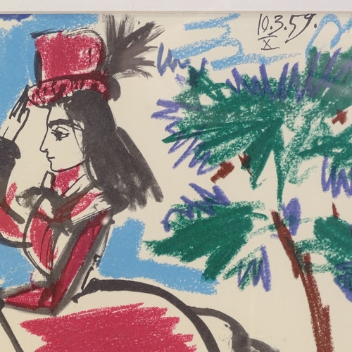 1245 - Pablo Picasso, colour lithograph, woman on horseback, 10