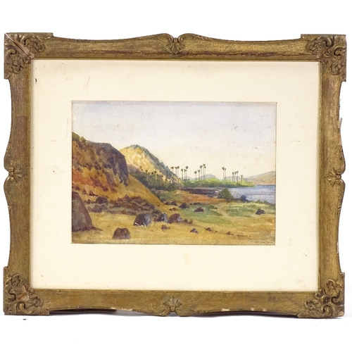 1248 - Captain James Peterson, watercolour, Colonial landscape Jamaica, signed, 7.5