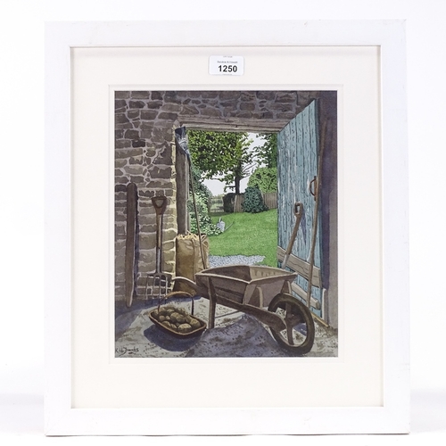 1250 - Kevin Franks, watercolour, the garden shed, signed, 12