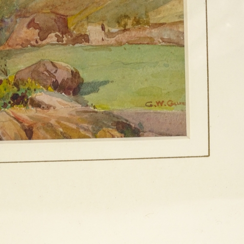 1251 - G W Collins, watercolour, Welsh valley, signed and dated 1914, 6.5