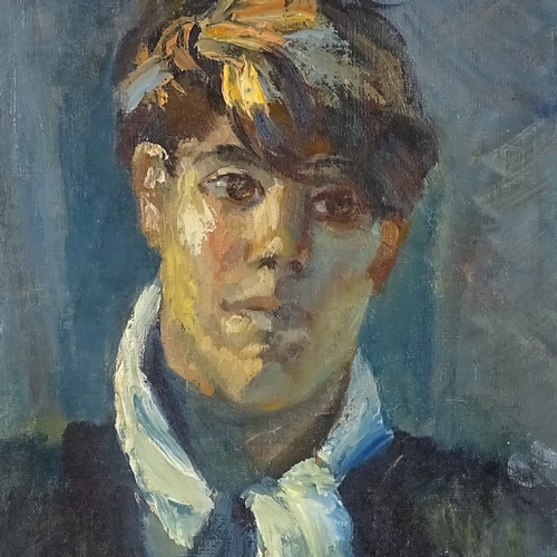 1266 - Hazel Dunlop, oil on board, portrait of a boy, 16