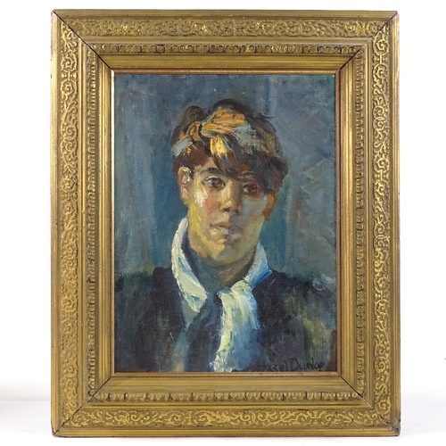 1266 - Hazel Dunlop, oil on board, portrait of a boy, 16