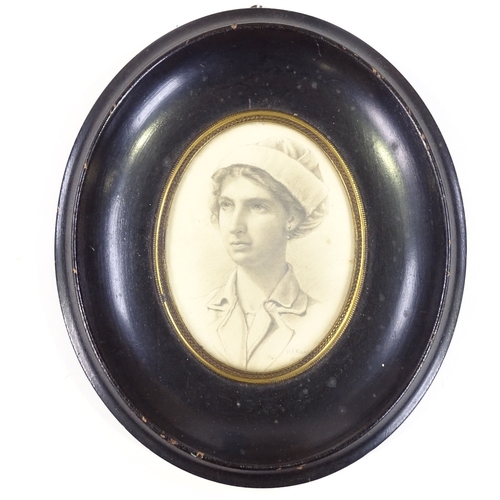 1267 - H F Richardson, First War Period pencil portrait of a nurse, signed and dated 1917, framed, overall ... 