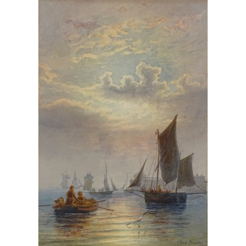 1270 - Charles Dixon, watercolour, shipping at sunset, signed and dated 1889, 11