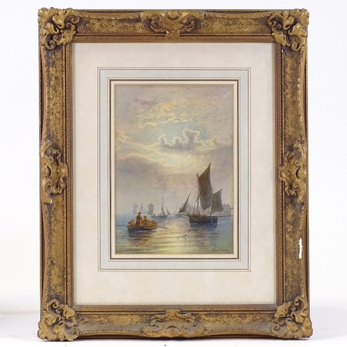 1270 - Charles Dixon, watercolour, shipping at sunset, signed and dated 1889, 11