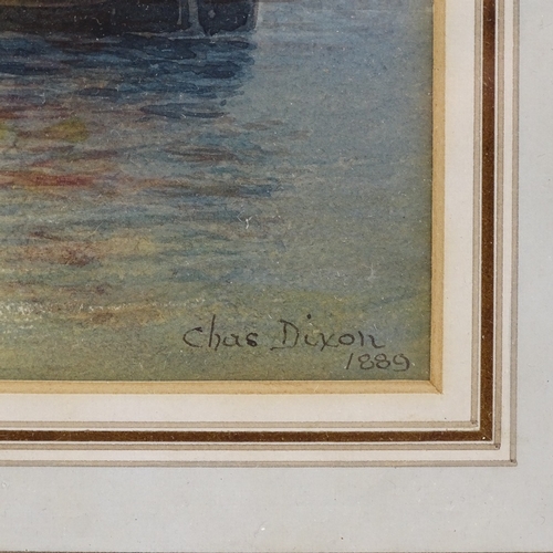 1270 - Charles Dixon, watercolour, shipping at sunset, signed and dated 1889, 11