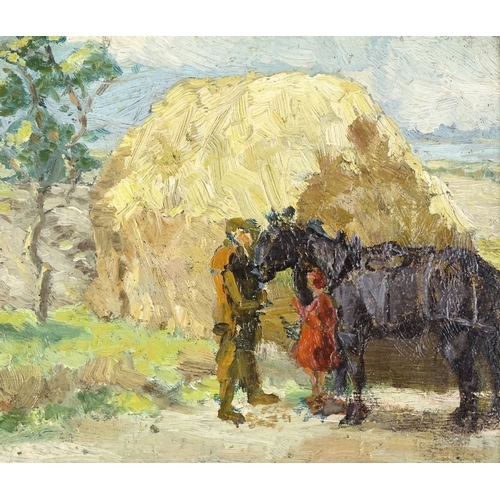 1273 - Frederick Hans Haagensen (1877 - 1943), oil on board, farm scene, 5.5