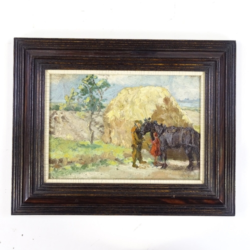 1273 - Frederick Hans Haagensen (1877 - 1943), oil on board, farm scene, 5.5