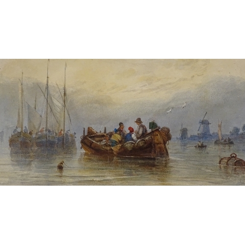 1279 - William Davison (fl. 1813 - 1843), watercolour, Dutch coastal scene, 6.5