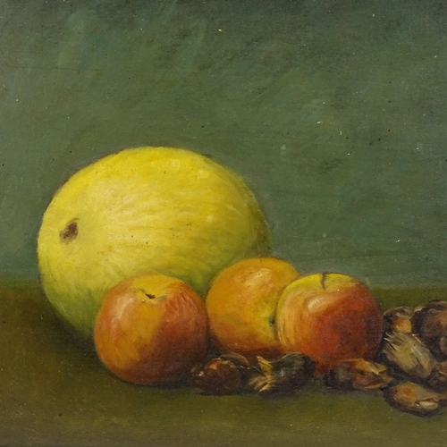 1281 - Early 20th century oil on wood panel, still life study, unsigned, 13