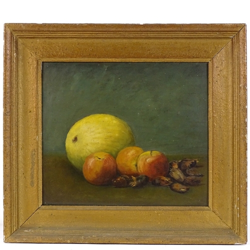 1281 - Early 20th century oil on wood panel, still life study, unsigned, 13