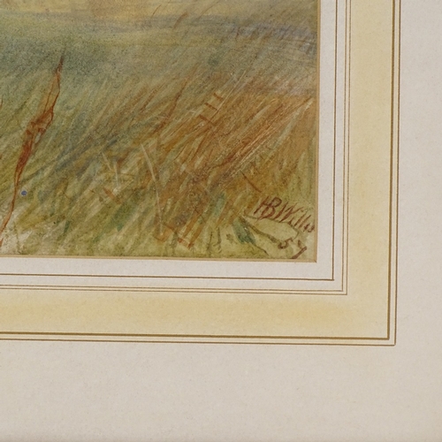 1282 - H B Willis, watercolour, calf in landscape, signed and dated 1857, 13.5