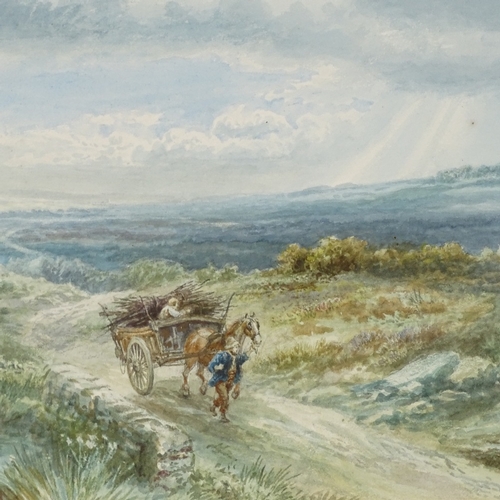 1284 - Edmund Wimperis, watercolour, horse drawn cart in landscape, signed with monogram, 12.5